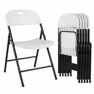 Set of 6 Foldable Plastic Chairs with Ergonomic Backrest-White view 4