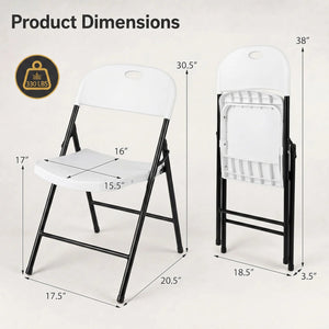 Set of 6 Foldable Plastic Chairs with Ergonomic Backrest-White view 5