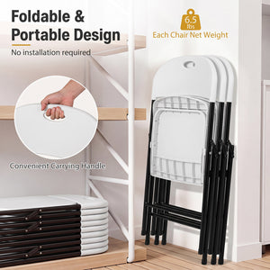 Set of 6 Foldable Plastic Chairs with Ergonomic Backrest-White view 8