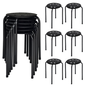 Set of 6 Portable Plastic Stack Stools -Black view 4