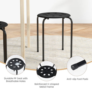 Set of 6 Portable Plastic Stack Stools -Black view 8