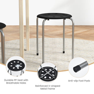 Set of 6 Portable Plastic Stack Stools -Gray view 8