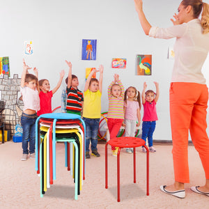 Set of 6 Portable Plastic Stack Stools-Multicolor view 3