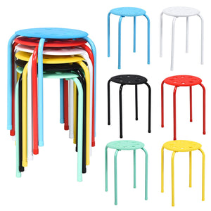 Set of 6 Portable Plastic Stack Stools-Multicolor view 4