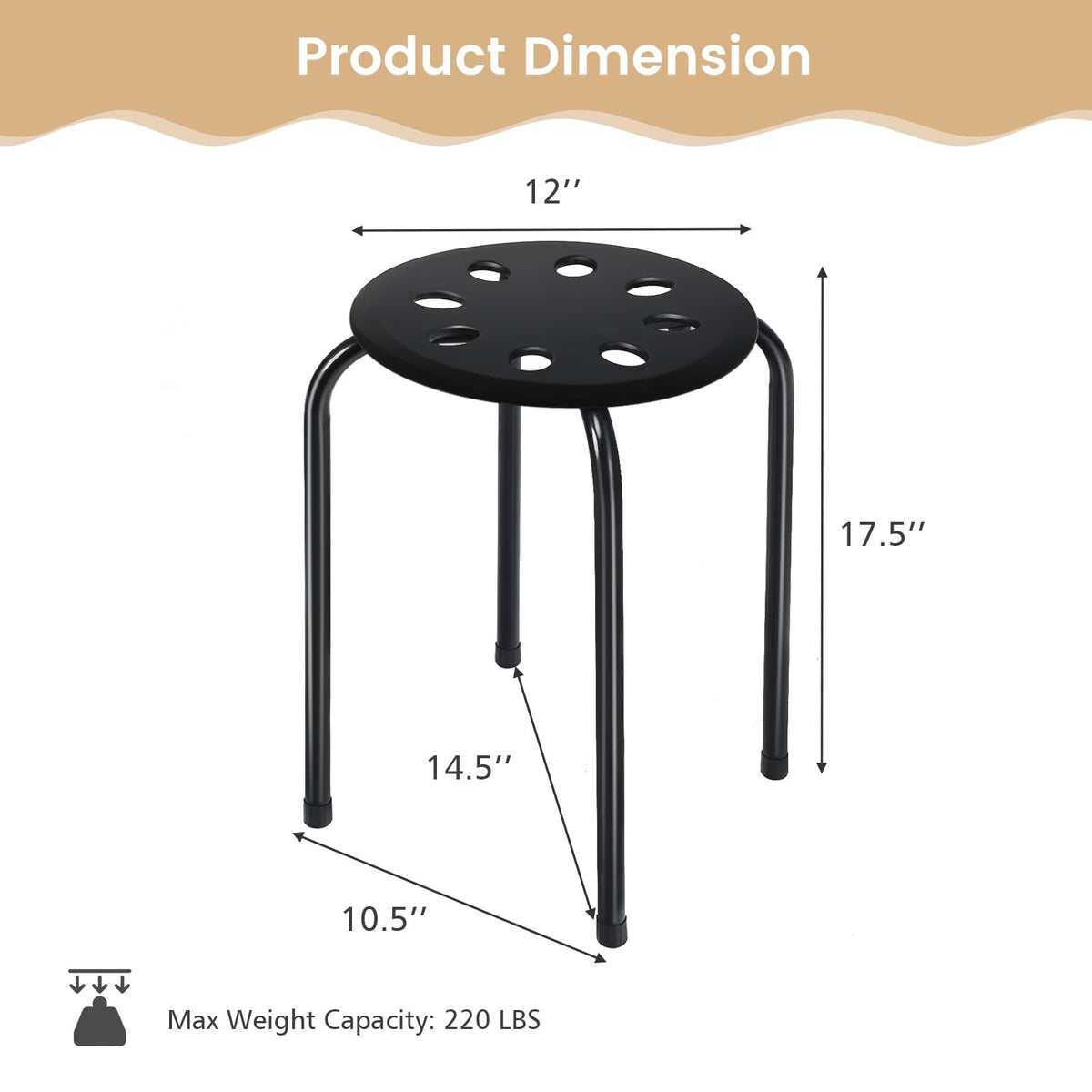 Set of 6 Portable Plastic Stack Stools-Multicolor view 5