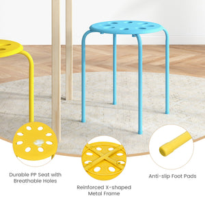 Set of 6 Portable Plastic Stack Stools-Multicolor view 8