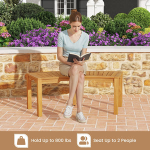 Set of 7 Outdoor Bench Acacia Wood Curved Garden Bench 2-Person view 6