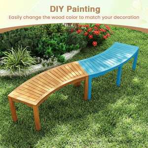 Set of 7 Outdoor Bench Acacia Wood Curved Garden Bench 2-Person view 7