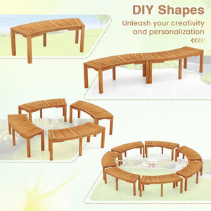 Set of 7 Outdoor Bench Acacia Wood Curved Garden Bench 2-Person view 9