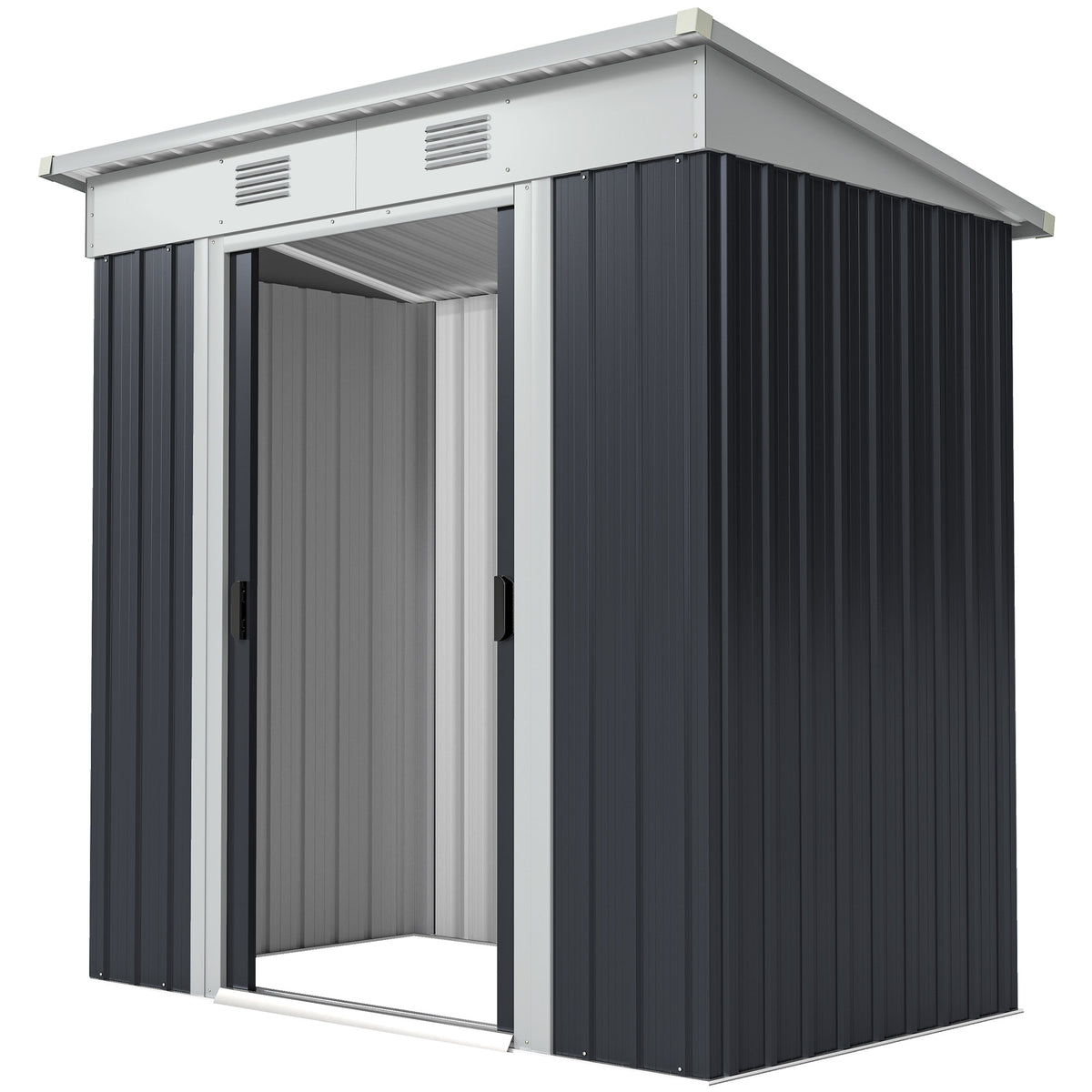 6' x 4' Outdoor Storage Shed, Metal Garden Tool Storage House Organizer with Lockable Sliding Doors and