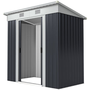 6' x 4' Outdoor Storage Shed, Metal Garden Tool Storage House Organizer with Lockable Sliding Doors and