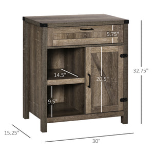 Rustic Barn Door Storage Cabinet Modern Farmhouse Buffet Sideboard for Kitchen & Dining Room Dark Oak – view 2