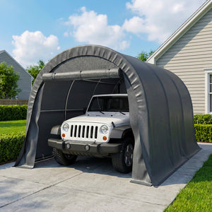 10' x 15' Heavy Duty Carport, Portable Garage Car Canopy Tent Shelter with Reinforced Galvanized Frame, Dark Grey