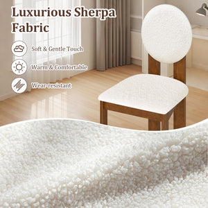 Sherpa Dining Chairs Set of 2 with Rubber Wood Legs for Living Room Restaurant-White view 4