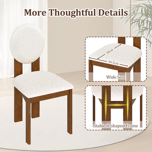 Sherpa Dining Chairs Set of 2 with Rubber Wood Legs for Living Room Restaurant-White view 8