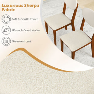 Sherpa Dining Chairs Set of 4 with Rubber Wood Legs for Dining Room-Walnut view 4