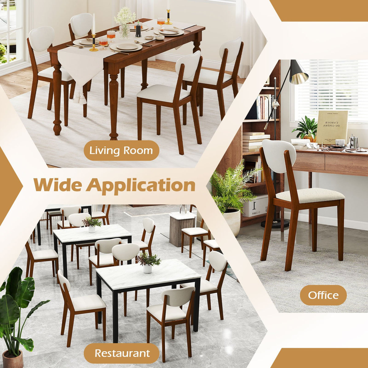 Sherpa Dining Chairs Set of 4 with Rubber Wood Legs for Dining Room-Walnut view 6