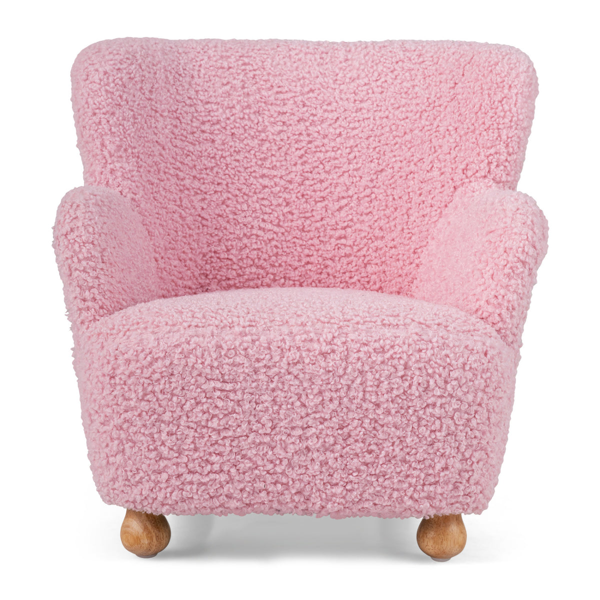 Sherpa Kids Sofa Comfy Toddler Armchair with Solid Rubber Wood Legs-Light Pink view 4
