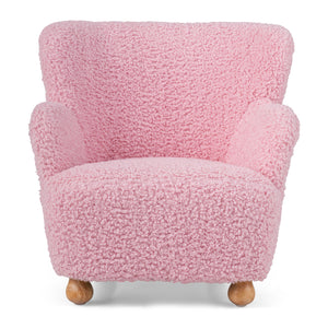 Sherpa Kids Sofa Comfy Toddler Armchair with Solid Rubber Wood Legs-Light Pink view 4