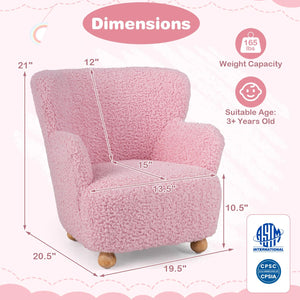 Sherpa Kids Sofa Comfy Toddler Armchair with Solid Rubber Wood Legs-Light Pink view 5