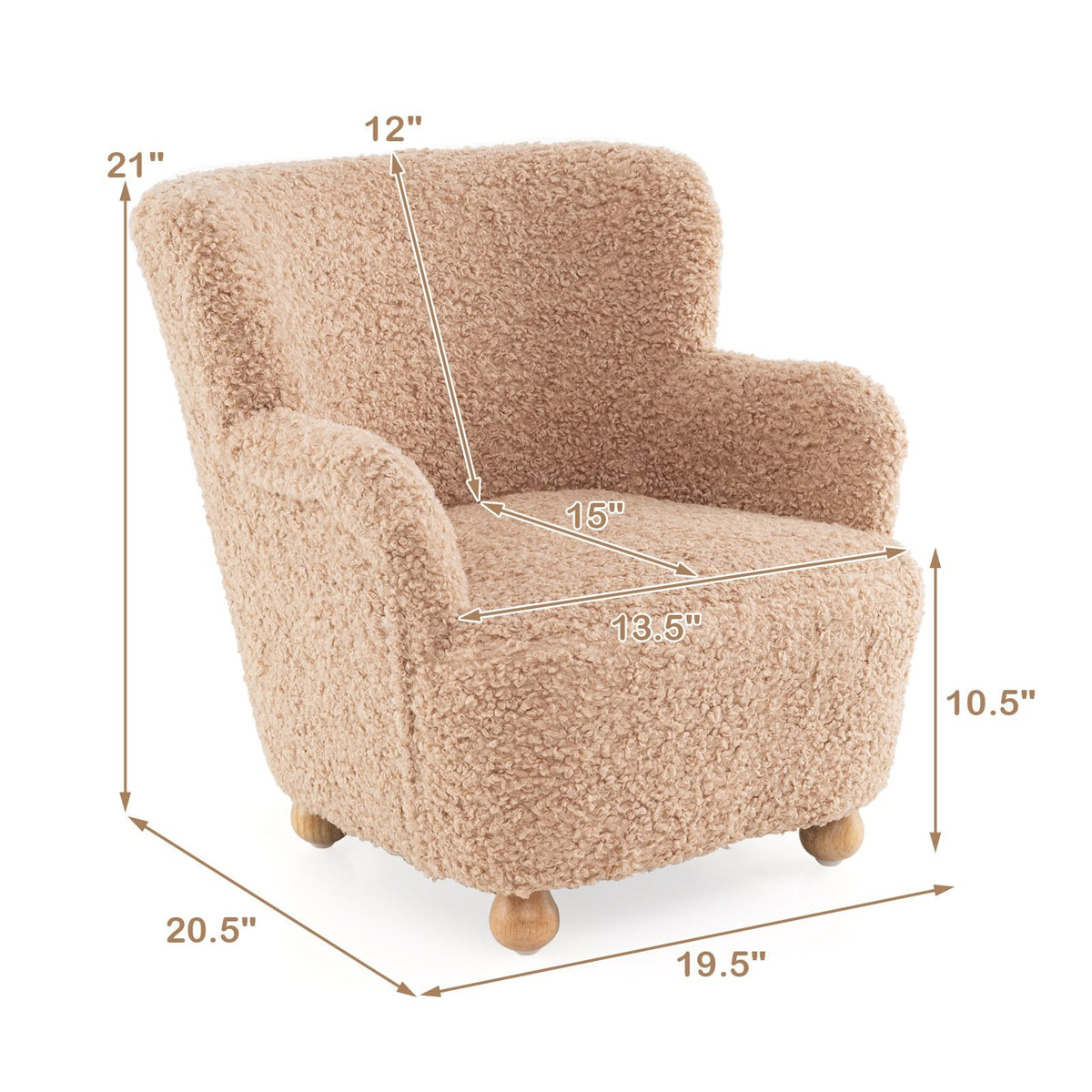 Sherpa Kids Sofa Comfy Toddler Armchair with Solid Rubber Wood Legs-Pink view 5
