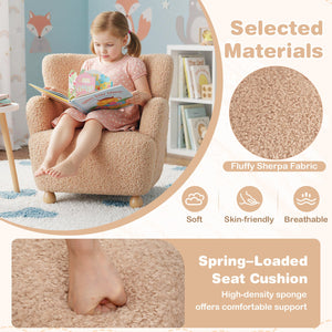 Sherpa Kids Sofa Comfy Toddler Armchair with Solid Rubber Wood Legs-Pink view 7