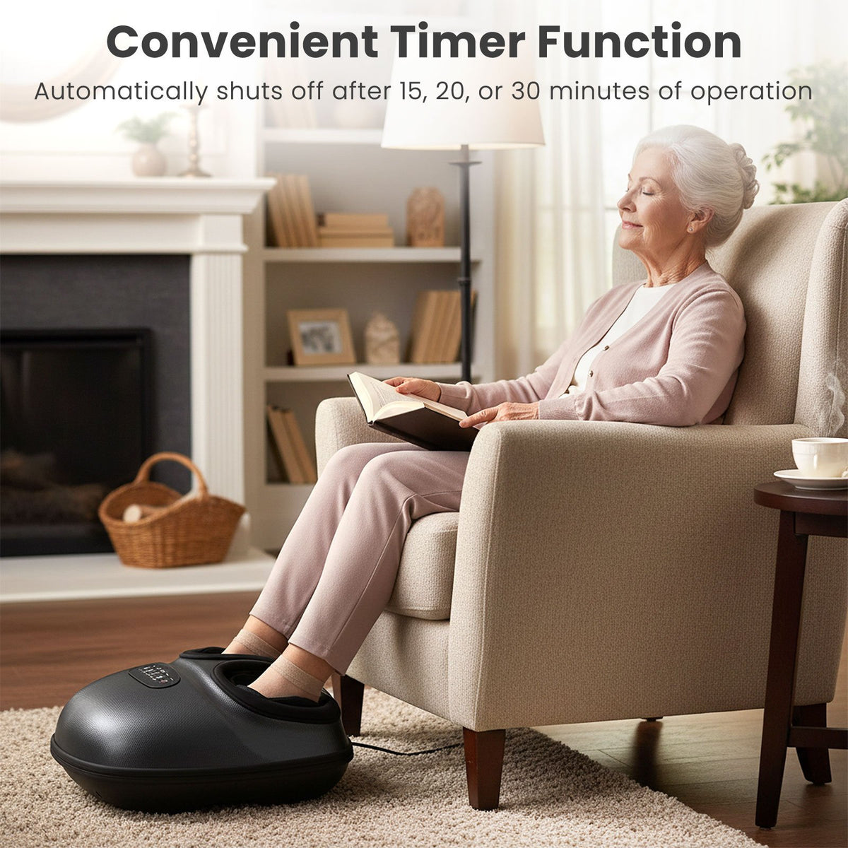 Shiatsu Foot Massager Machine with 2-Level Heat and Air Compression-Black view 7