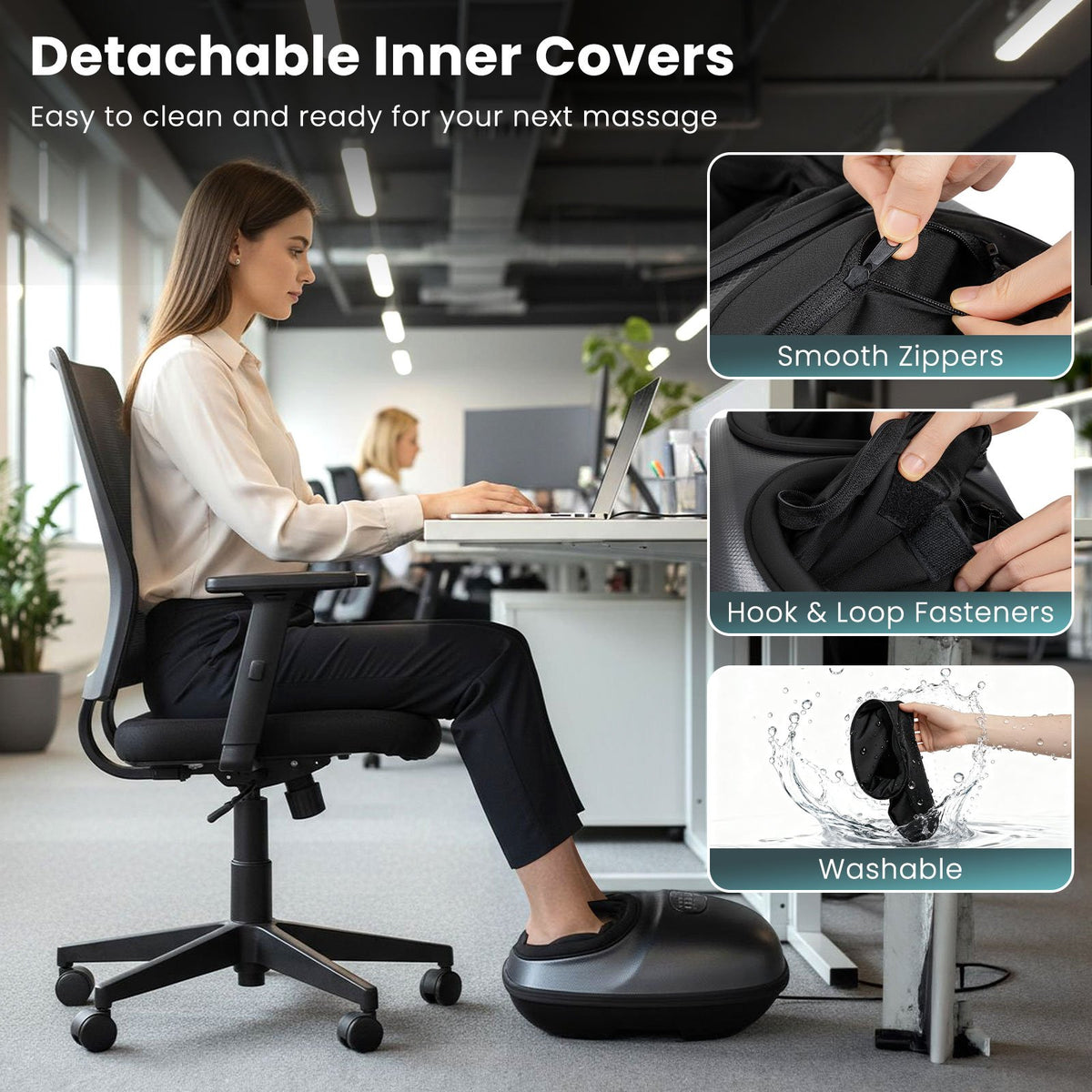Shiatsu Foot Massager Machine with 2-Level Heat and Air Compression-Black view 8