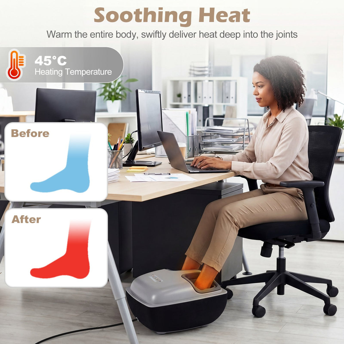 Shiatsu Foot Massager with 3-Level Deep Kneading and Air Compression-Black view 8