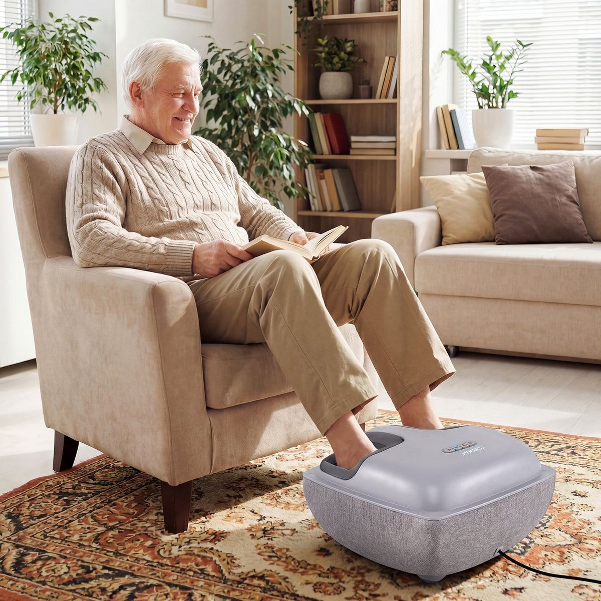 Shiatsu Foot Massager with 3-Level Deep Kneading and Air Compression-Gray view 2