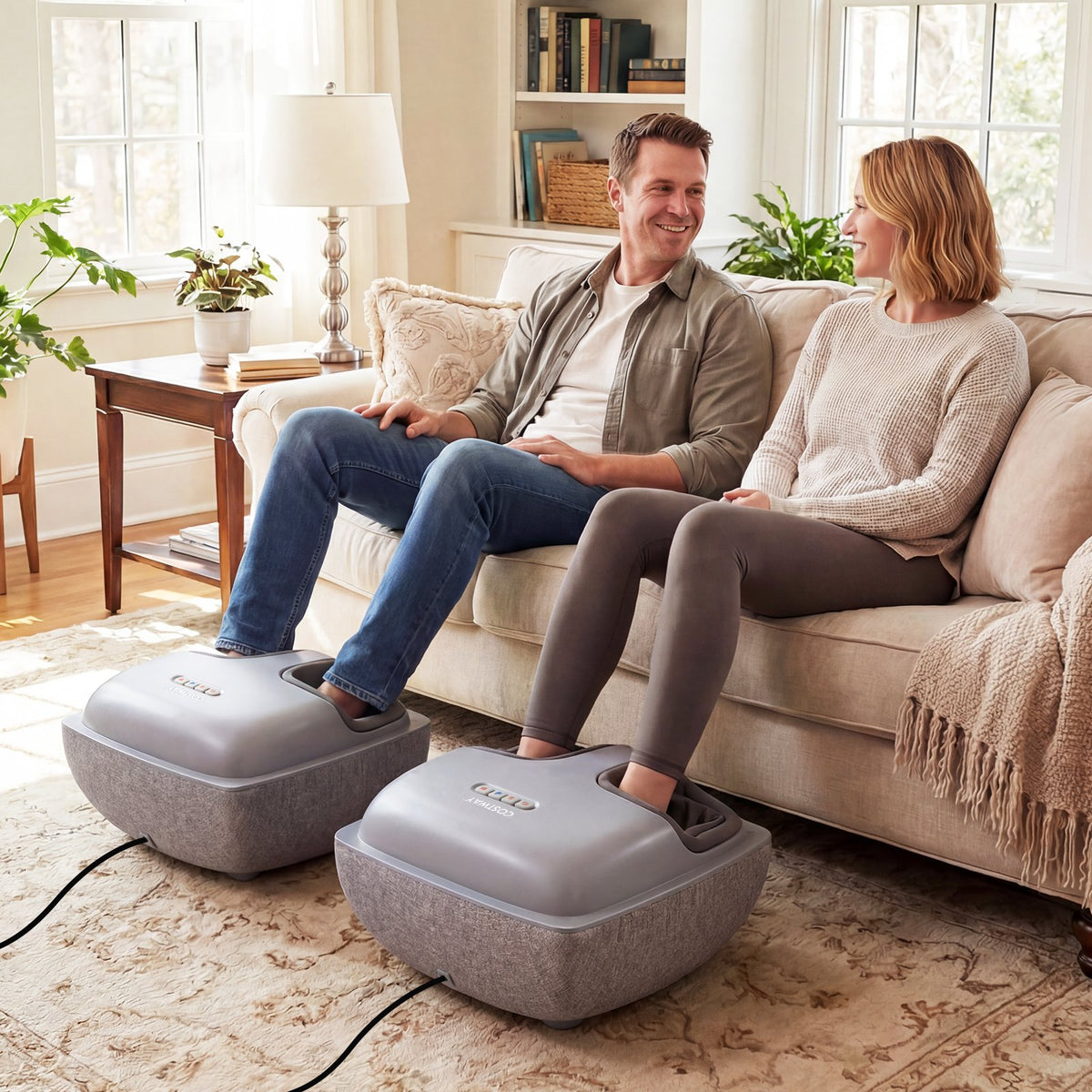 Shiatsu Foot Massager with 3-Level Deep Kneading and Air Compression-Gray view 3