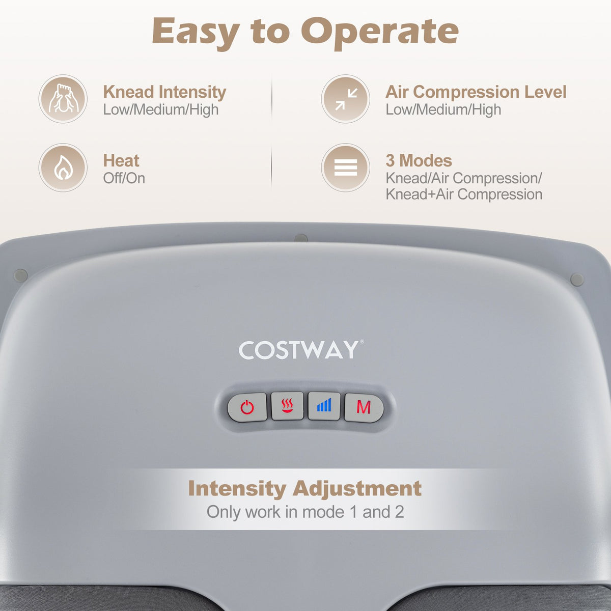 Shiatsu Foot Massager with 3-Level Deep Kneading and Air Compression-Gray view 7