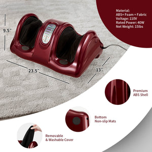 Therapeutic Shiatsu Foot Massager with High Intensity Rollers-Dark Red view 4