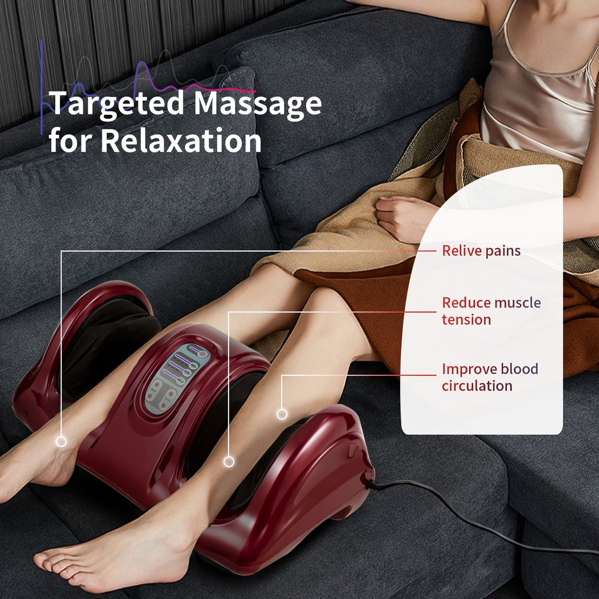 Therapeutic Shiatsu Foot Massager with High Intensity Rollers-Dark Red view 7