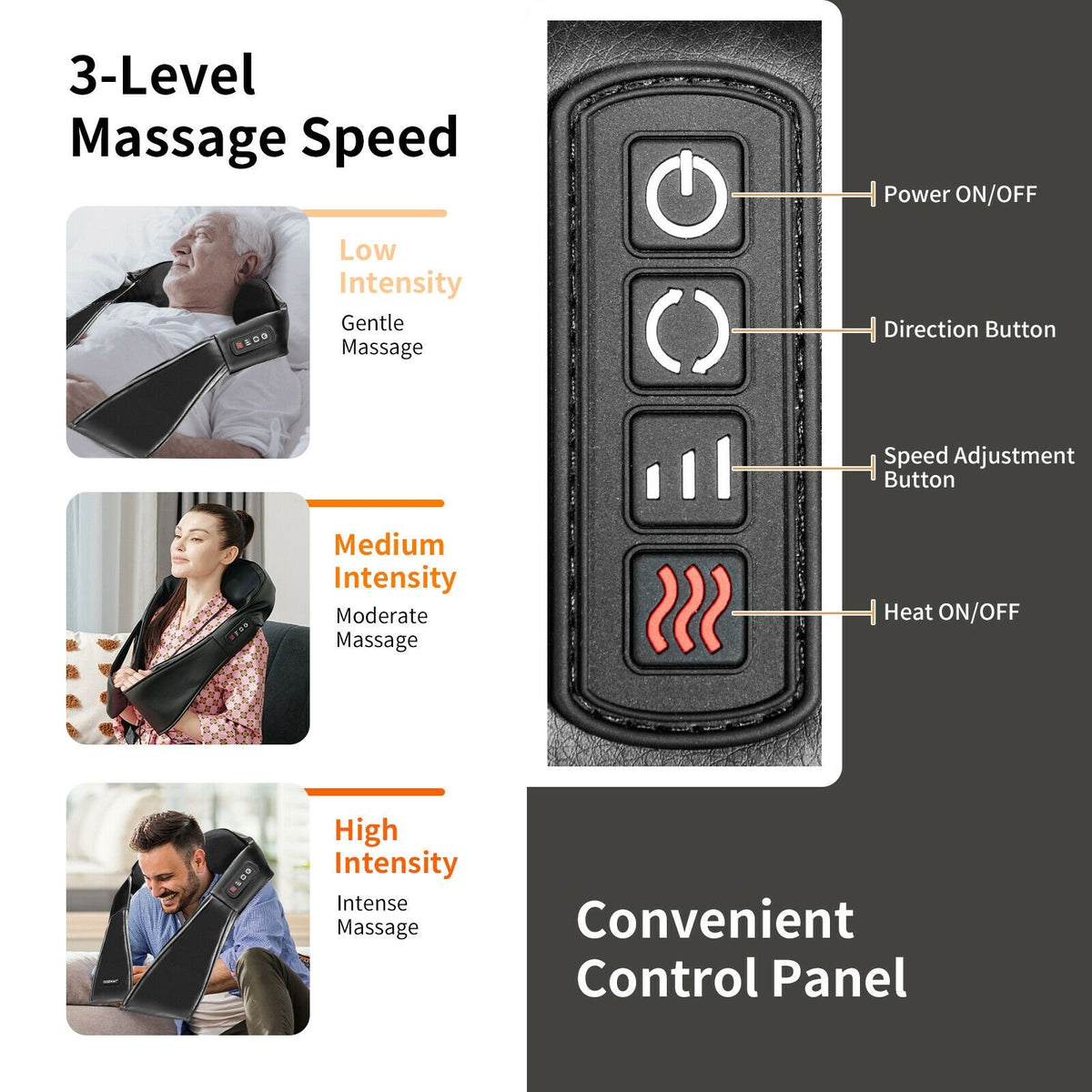 Shiatsu Neck Massager with Heat and Deep Tissue 3D-Kneading-Black view 9