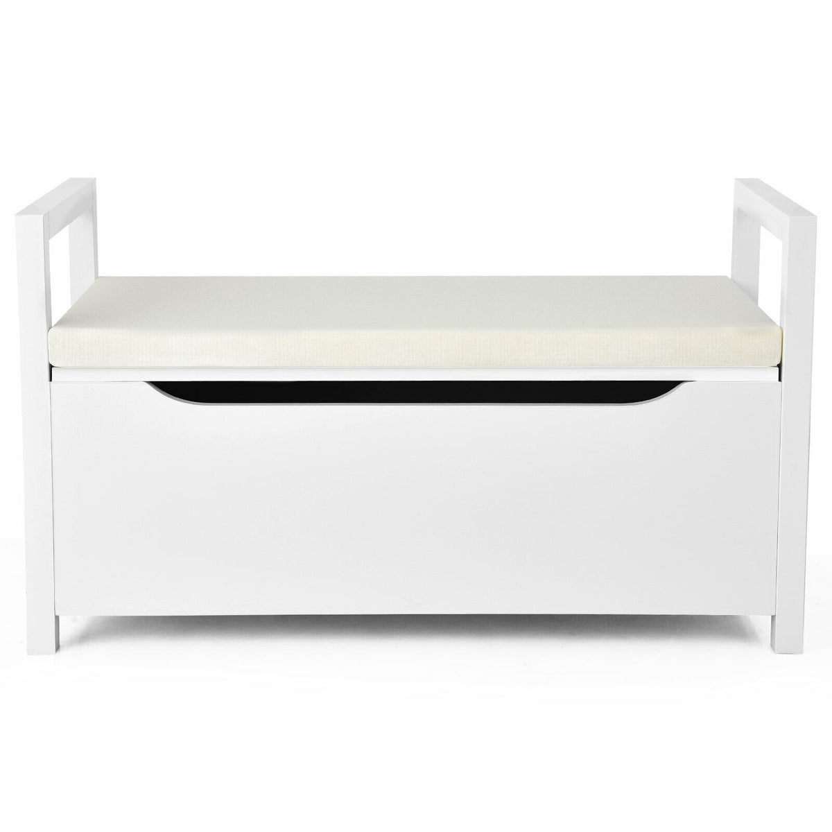 34.5 ×15.5 ×19.5 Inch Shoe Storage Bench with Cushion Seat for Entryway-White view 4