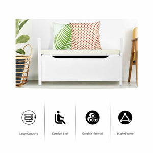 34.5 ×15.5 ×19.5 Inch Shoe Storage Bench with Cushion Seat for Entryway-White view 6