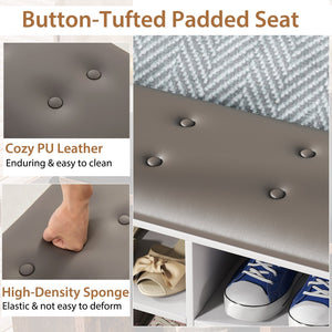 Shoe Storage Bench with Umbrella Stand and Adjustable Shelf-White view 8