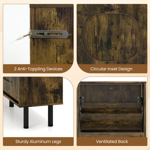 Shoe Storage Cabinet with 4 Flip Drawers and Aluminum Legs for Foyer and Hallway-Rustic Brown view 9