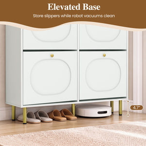 Shoe Storage Cabinet with 4 Flip Drawers and Aluminum Legs-White view 8
