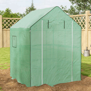 Portable Greenhouse, Walk-In Small Outdoor Green House with 2 Tier U-Shaped Flower Rack Shelves – view 7