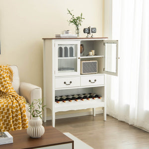 Sideboard Buffet Cabinet with 2 Tempered Glass Doors-White view 6