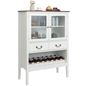 Sideboard Buffet Cabinet with 2 Tempered Glass Doors-White view 7