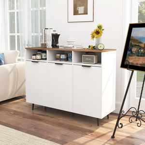 Sideboard Buffet Cabinet Kitchen Storage Cabinet with 5-Position Adjustable Shelves-White view 3