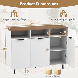 Sideboard Buffet Cabinet Kitchen Storage Cabinet with 5-Position Adjustable Shelves-White view 5