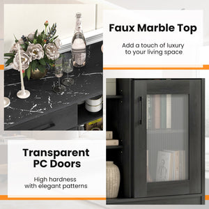 Sideboard Buffet Cabinet with 2 Drawers and 4 Adjustable Shelves-Black view 9