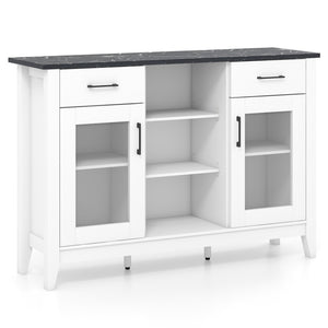 Sideboard Buffet Cabinet with 2 Drawers and 4 Adjustable Shelves-White