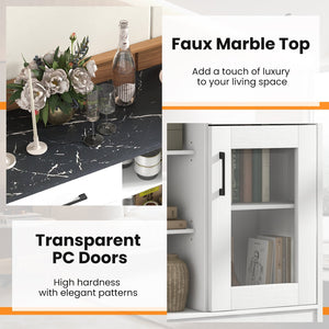 Sideboard Buffet Cabinet with 2 Drawers and 4 Adjustable Shelves-White view 8