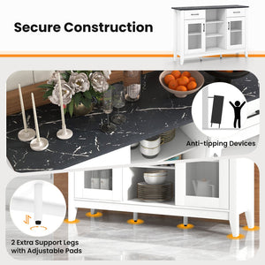 Sideboard Buffet Cabinet with 2 Drawers and 4 Adjustable Shelves-White view 9