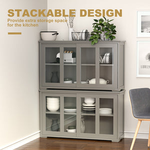Sideboard Buffet Cupboard Storage Cabinet with Sliding Door-Gray view 9
